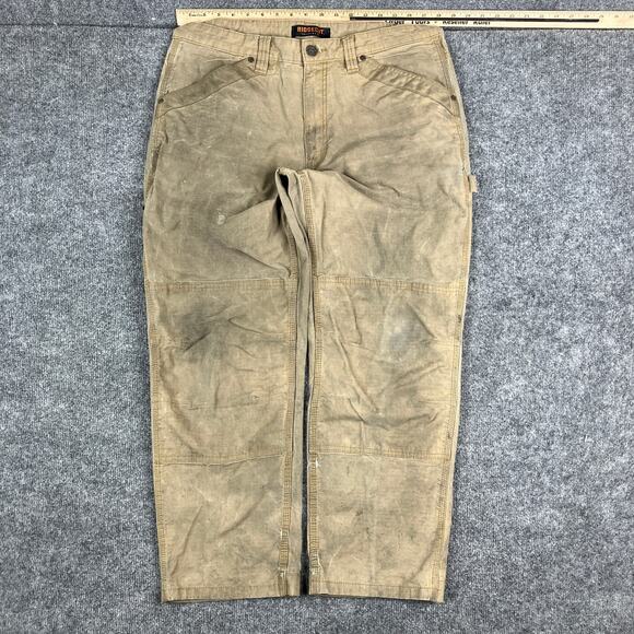 Ridgecut Carpenter Pants Mens 38x30 Tan Double Knee Utility Workwear Rugged - Picture 1 of 10